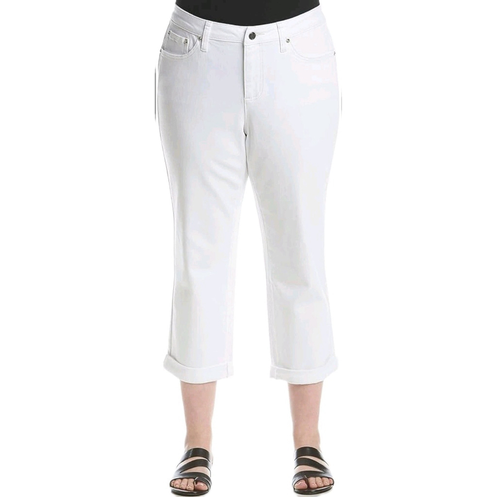 AG Adriano Goldschmied The Liberty Cuffed Capri White Pants Size 31R Waist 33"